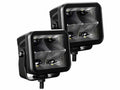 Go Rhino Xplor Blackout Series Cube LED Spot Light Kit (Surface/Threaded Stud Mnt) 3x3 - Blk (Pair)