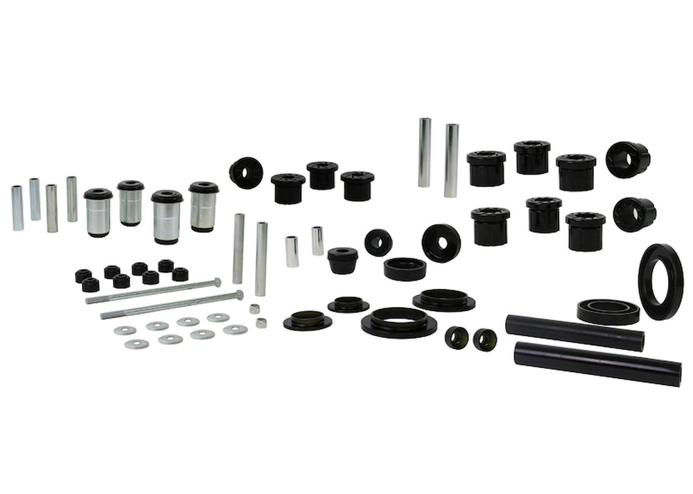 Essential Vehicle Kit 4 Shell Bushings 34 Bushings 10 Tubes 8 Washers 2 Bolts 2 Nuts Grease Install Guide