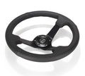 NRG Reinforced Steering Wheel (330mm/ 3in. Deep) Sport Leather Racing/ 4mm Matte Black Spoke