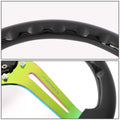 NRG Reinforced Steering Wheel (350mm / 3in. Deep) Blk Wood w/Blk Matte Spoke/Neochrome Center Mark