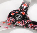 NRG Reinforced Steering Wheel (350mm) 3in Deep Pink Sakura Floral Solid Spoke - Black Suede/Stitch