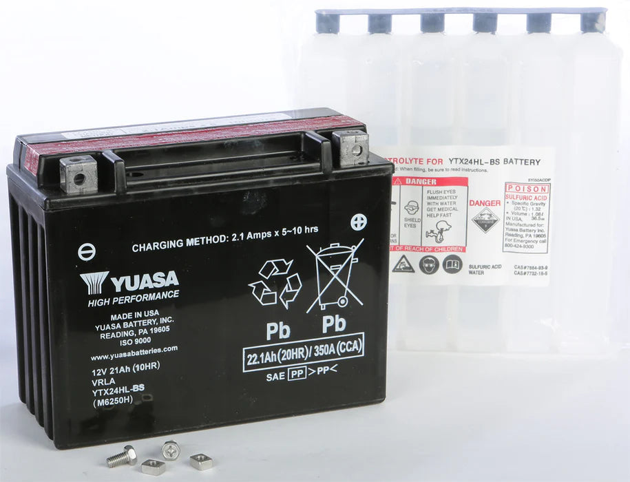 Yuasa YTX24HL-BS High Performance Maintenance Free AGM 12-Volt Battery w/Bottle