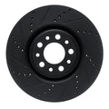 R1 2017-2025 Alfa Romeo Stelvio Front Left Drilled & Slotted Black Brake Rotor