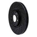 R1 2017-2025 Alfa Romeo Stelvio Front Left Drilled & Slotted Black Brake Rotor