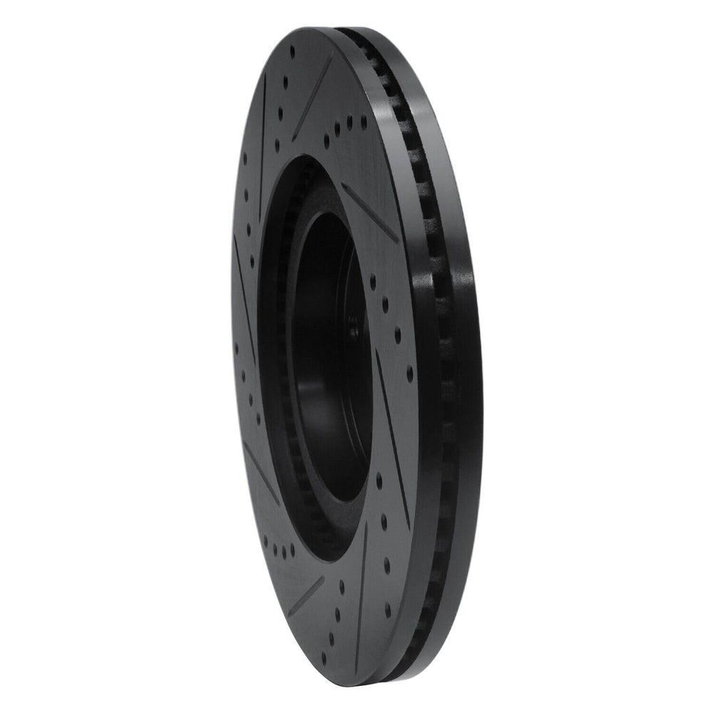 R1 07-15 Ford Edge Front Right Drilled & Slotted Black Brake Rotor