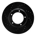 R1 90-16 Land Rover Defender 90 Front Left Drilled & Slotted Black Brake Rotor