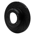 R1 90-16 Land Rover Defender 90 Front Left Drilled & Slotted Black Brake Rotor