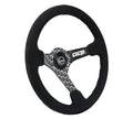 NRG Reinforced Steering Wheel (350mm / 3in. Deep) Odi Bakchis Signature Solid Spokes Alcantara