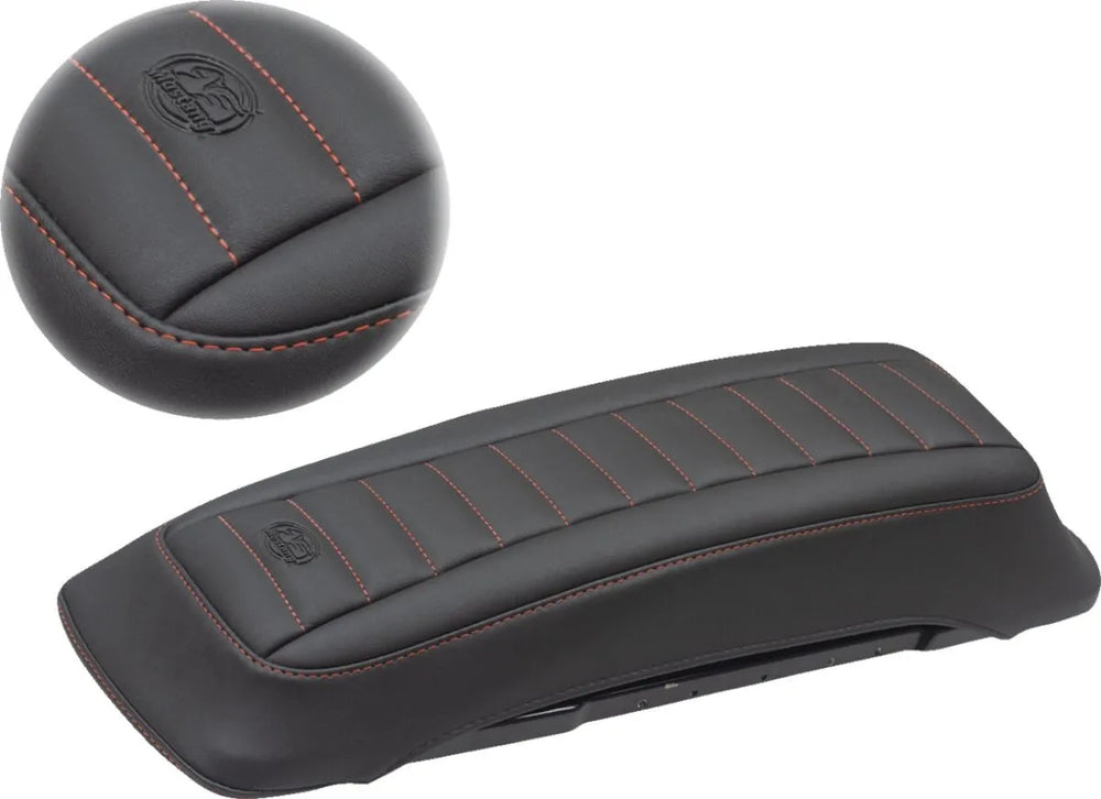 Mustang 97-13 HD FL Touring Saddlebag Tour-Pak Lid Covers (Pair) Deluxe - Black w/ Red Stitching