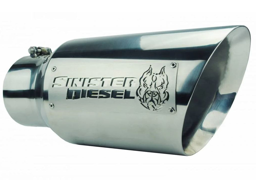 Sinister Diesel Dual Wall Exhaust Tip W/ Angle Cut (5in. to 7in.) - Chrome