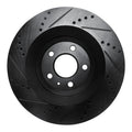R1 07-11 Audi S6 Rear Right Drilled & Slotted Black Brake Rotor