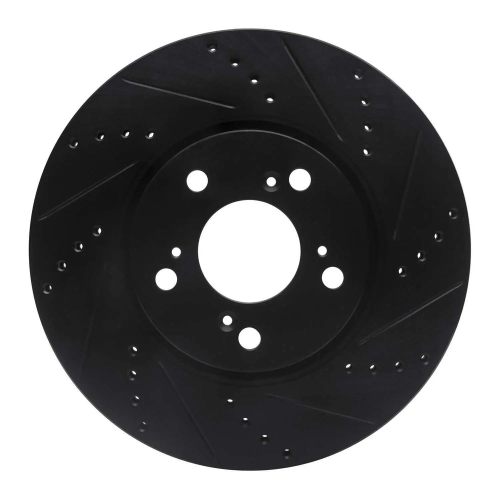 R1 14-20 Acura RLX Front Right Drilled & Slotted Black Brake Rotor