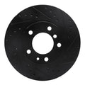 R1 87-95 BMW 735IL Front Right Drilled & Slotted Black Brake Rotor