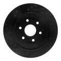 R1 00-14 Cadillac Escalade ESV Rear Right Drilled & Slotted Black Brake Rotor