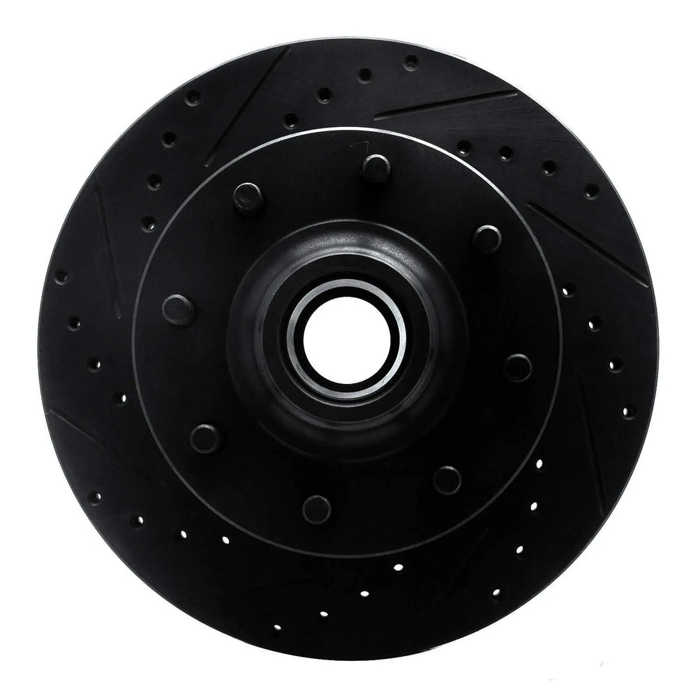 R1 96-00 Volkswagen EuroVan Front Left Drilled & Slotted Black Brake Rotor