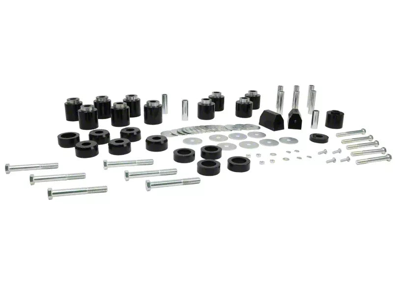 Body lift - kit 1 Inch 24 Bushings 9 Tubes 15 Bolts 28 Washers 4 Nuts Grease