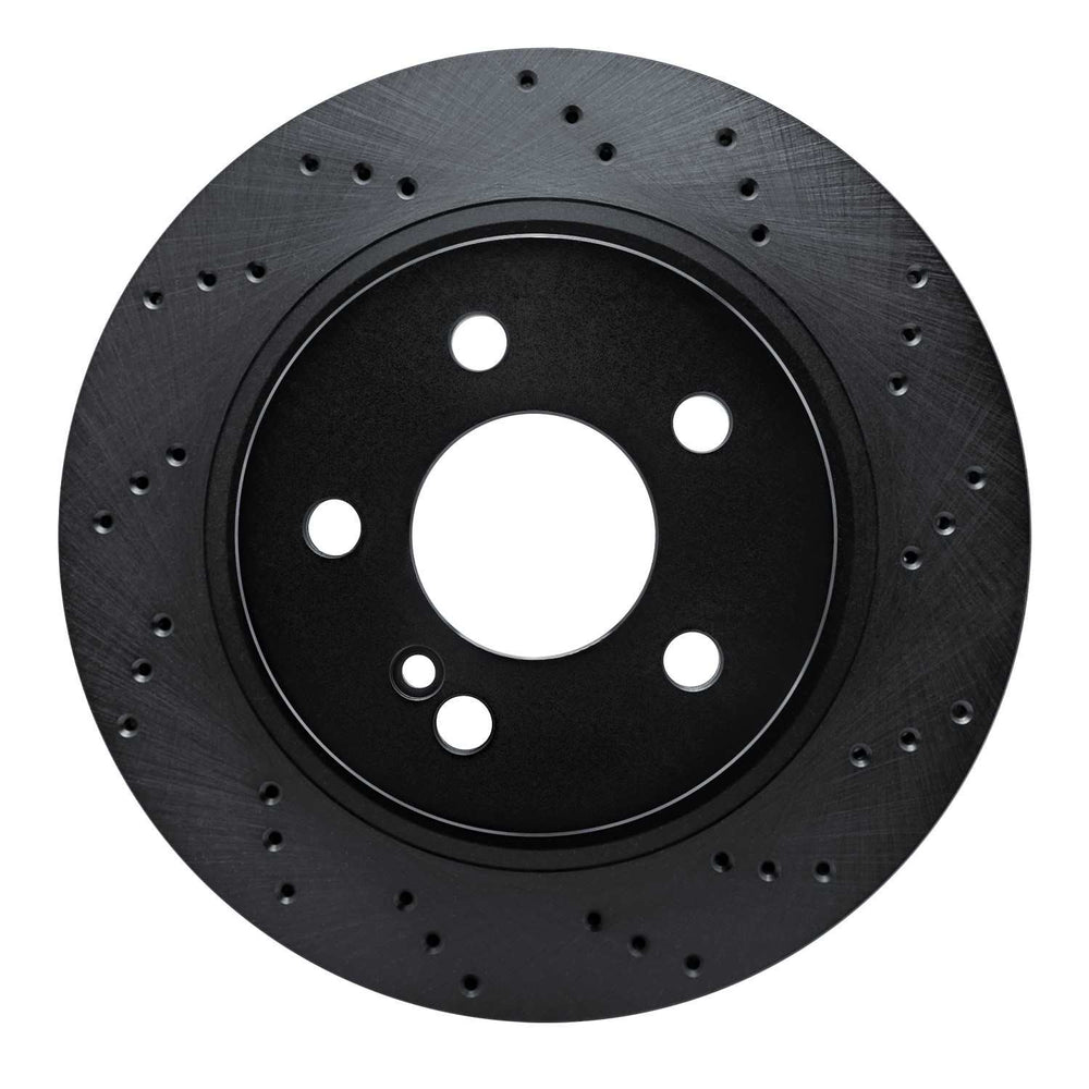 R1 08-17 Mercedes-Benz C250 Rear Left Drilled Black Brake Rotor