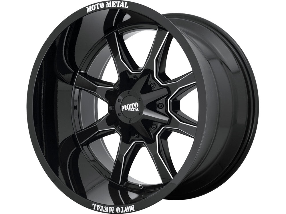 MO970 16X8 6X120/5.5 00MM GLOSS BLACK W/ MILLED SPOKE & MOTO METAL ON LIP