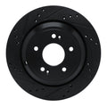 R1 11-17 Hyundai Equus Rear Left Drilled & Slotted Black Brake Rotor