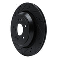 R1 11-17 Hyundai Equus Rear Left Drilled & Slotted Black Brake Rotor