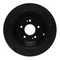 R1 11-17 Hyundai Equus Rear Left Drilled & Slotted Black Brake Rotor