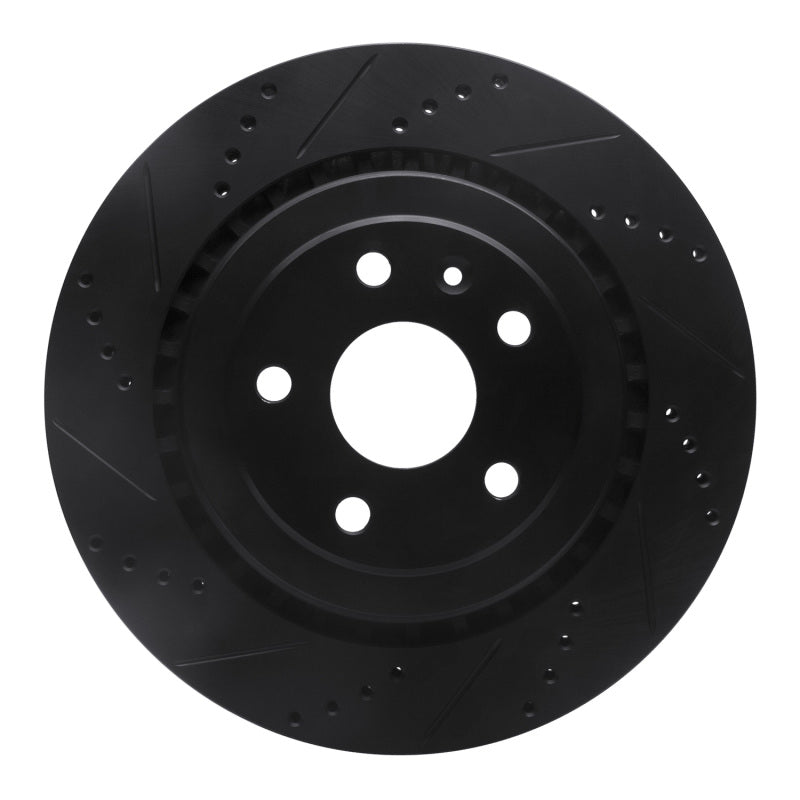 R1 16-24 Cadillac ATS Rear Left Drilled & Slotted Black Brake Rotor