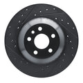 R1 20-26 Jaguar I-Pace Rear Left Drilled & Slotted Black Brake Rotor