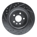 R1 10-17 Volvo XC60 Rear Right Drilled & Slotted Black Brake Rotor