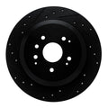 R1 14-16 Acura MDX Rear Left Drilled & Slotted Black Brake Rotor