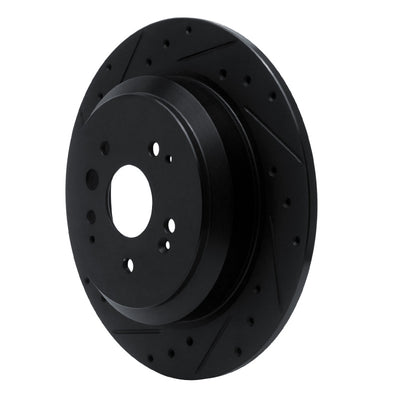 R1 14-16 Acura MDX Rear Left Drilled & Slotted Black Brake Rotor