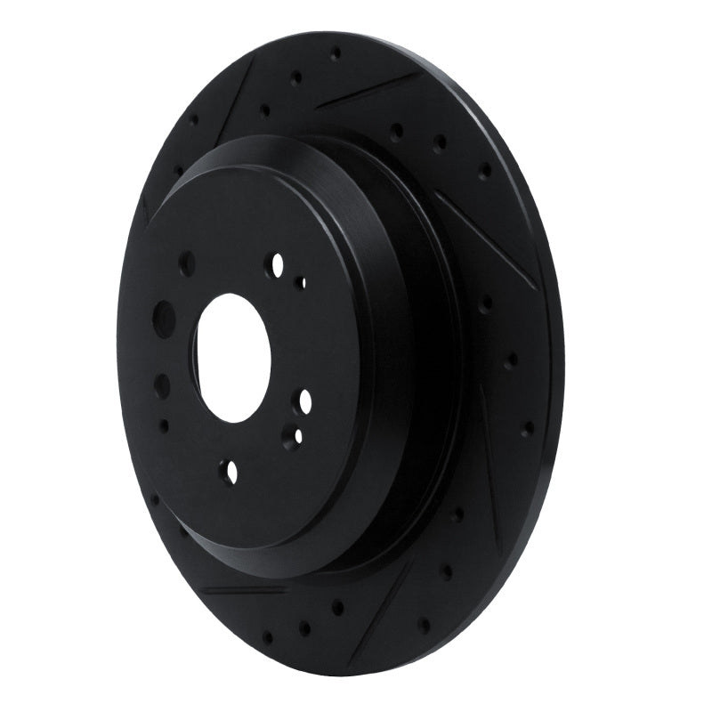 R1 14-16 Acura MDX Rear Left Drilled & Slotted Black Brake Rotor