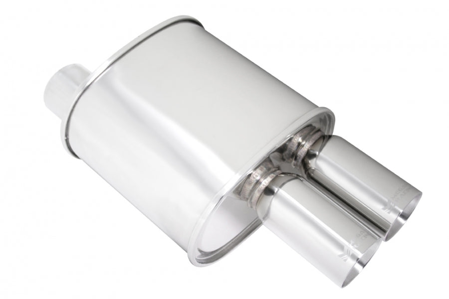 Megan Universal muffler 3 Pipe 3 Dual Stainless Roll Tips (offset piping) 20x11x8 14LBS