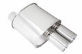 Megan Universal muffler 3 Pipe 3 Dual Stainless Roll Tips (offset piping) 20x11x8 14LBS
