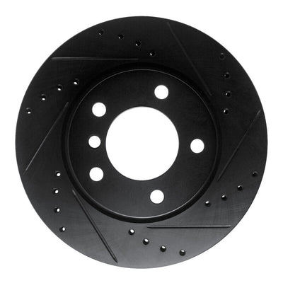 R1 05-07 BMW 120i (Mexico) Front Right Drilled & Slotted Black Brake Rotor