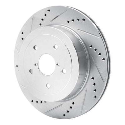R1 05-07 Subaru Impreza Rear Left Drilled & Slotted Silver Brake Rotor
