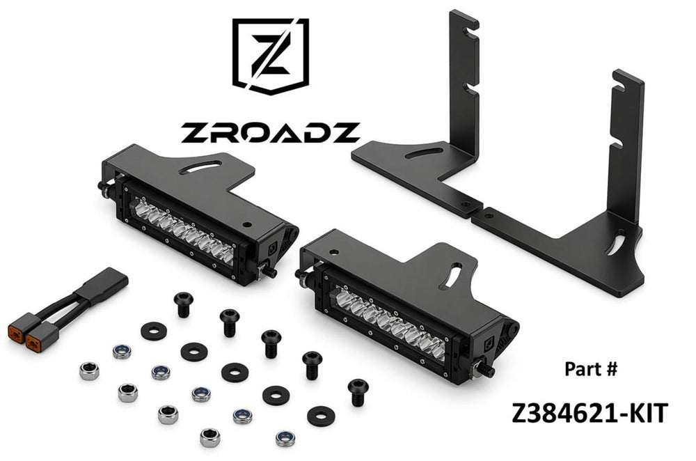 Zroadz Rear Bumper LED Bracket Black Mild Steel Bolt-on no drilling required to mount (2) 6 Inch Single ZROADZ or similar style Single Row Straight Light Bar Swivel Adjustment 8 Inch light bracket opening Z384621