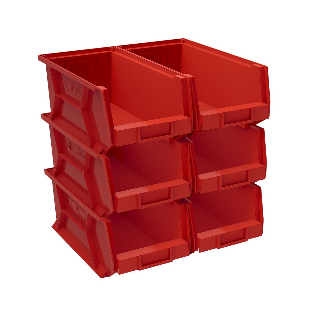 RED BINS 6IN X 8.2IN X 13.2IN (6 PACK)