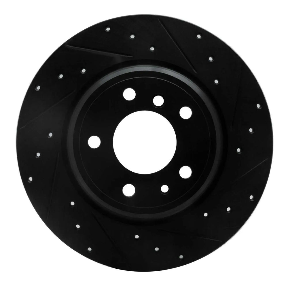 R1 91-01 BMW 850CI Rear Right Drilled & Slotted Black Brake Rotor