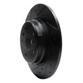 R1 91-01 BMW 740IL Rear Left Drilled & Slotted Black Brake Rotor