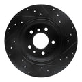 R1 91-01 BMW 740IL Rear Left Drilled & Slotted Black Brake Rotor