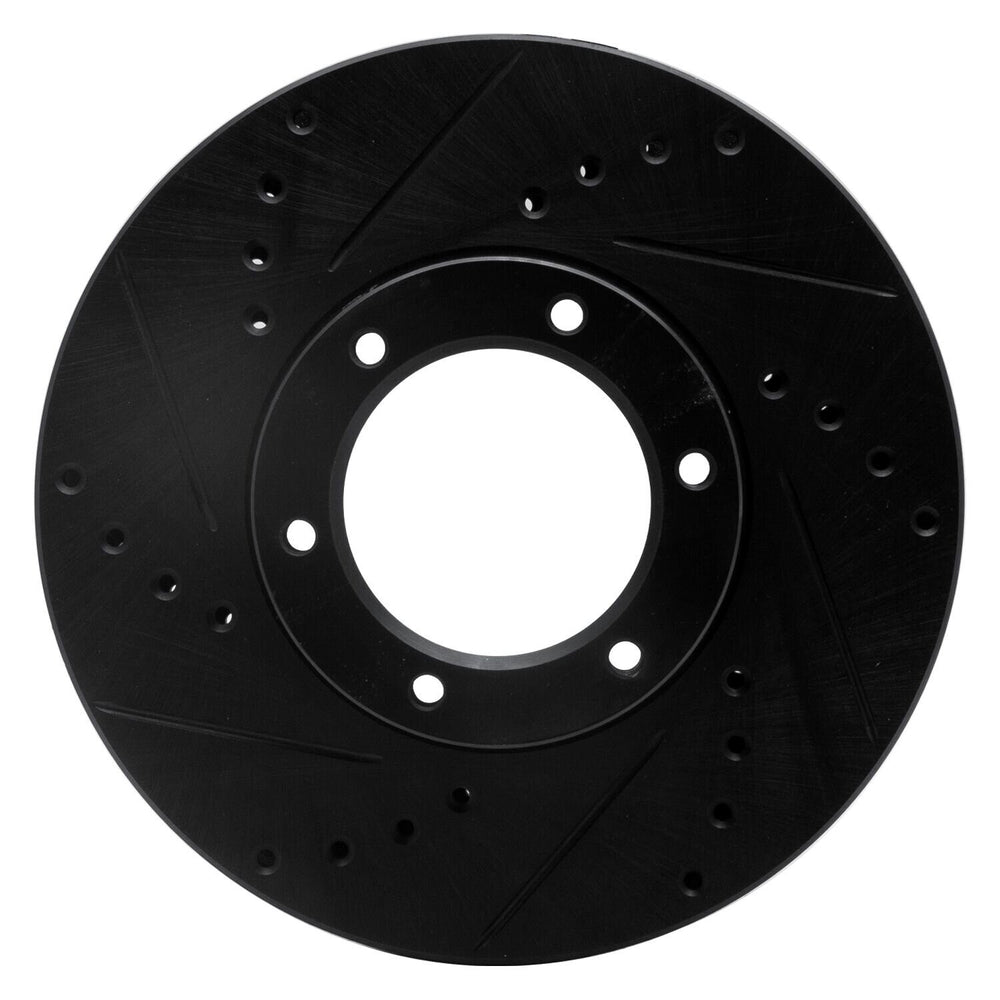 R1 89-93 Toyota Pickup Front Left Drilled & Slotted Black Brake Rotor