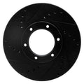 R1 89-93 Toyota Pickup Front Left Drilled & Slotted Black Brake Rotor