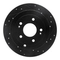 R1 07-09 Hyundai Santa Fe Rear Right Drilled & Slotted Black Brake Rotor