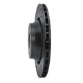 R1 08-15 Audi TTS Quattro Rear Left Drilled & Slotted Black Brake Rotor
