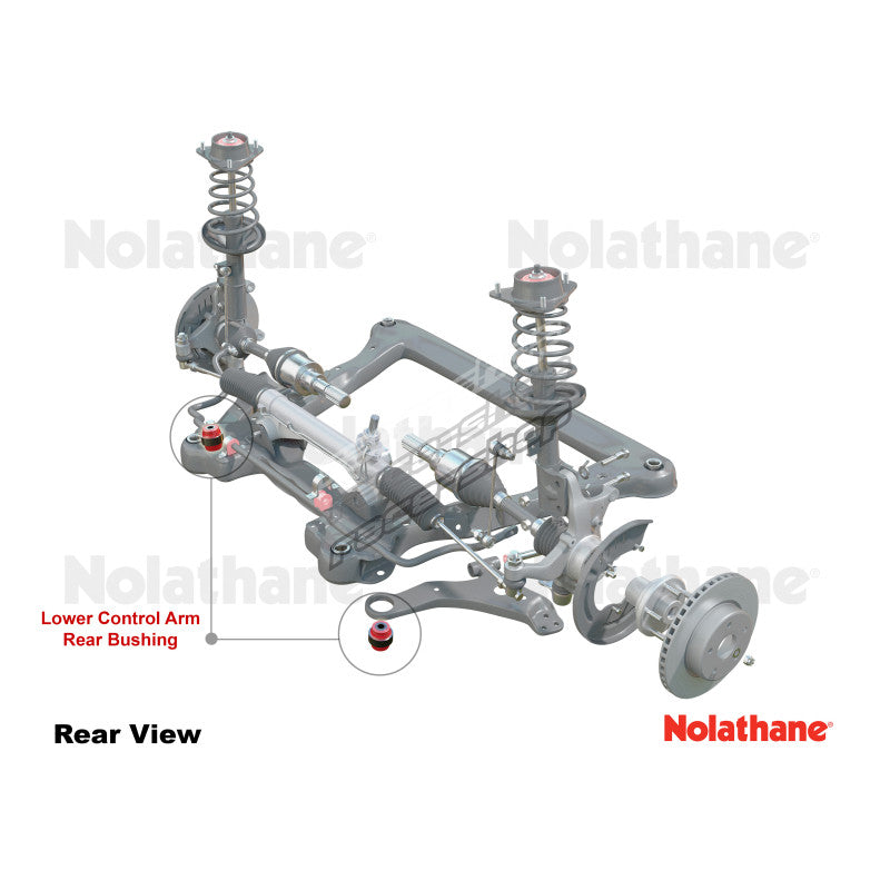 Control arm - lower inner rear bushing 2 Shell Bushings 2 Tubes 4 Washers Install Guide Grease