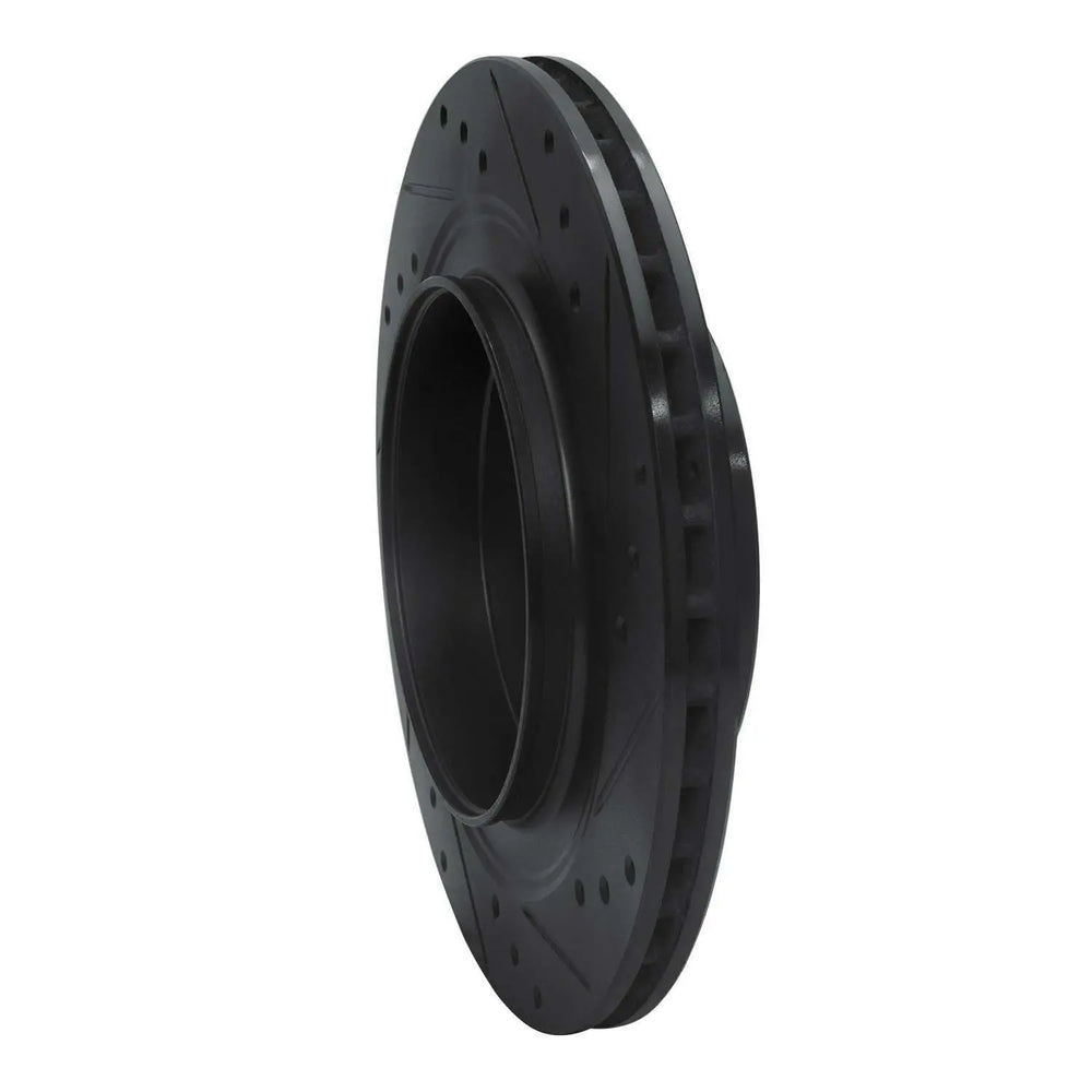 R1 02-10 Saab 9-5 Rear Left Drilled & Slotted Black Brake Rotor