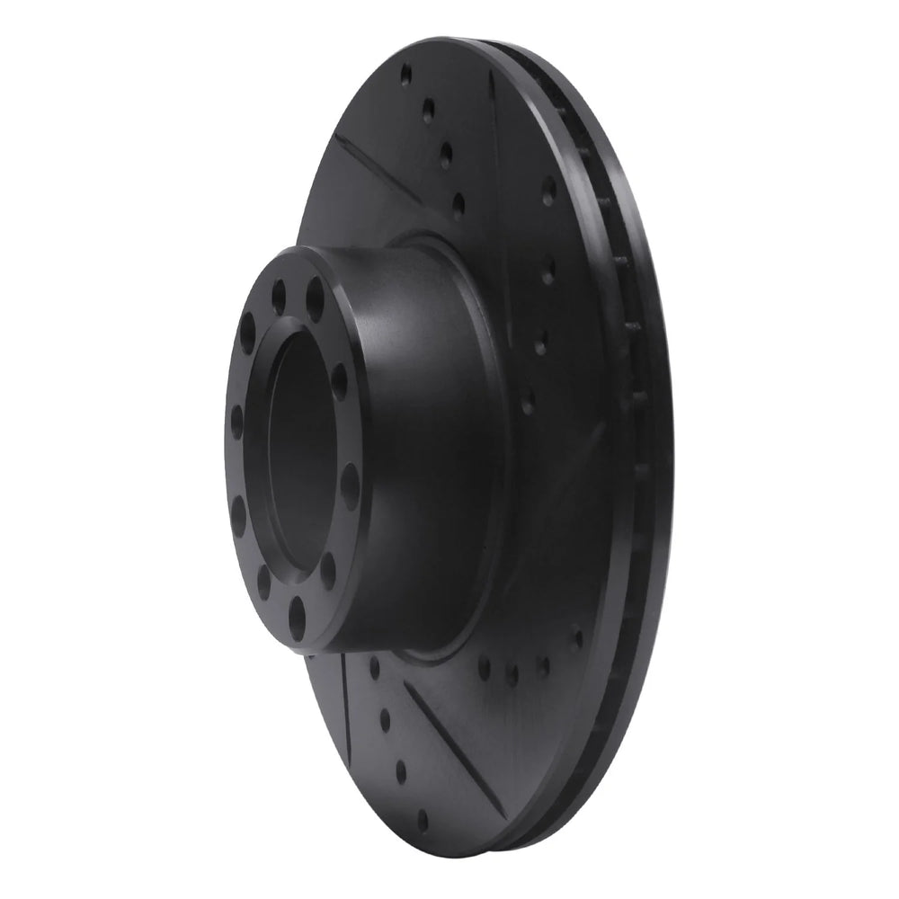 R1 79-85 Mercedes-Benz 380SEL Front Right Drilled & Slotted Black Brake Rotor