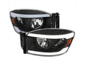 HEADLIGHTS WITH LED BAR MATTE BLACK HOUSING CLEAR LENS