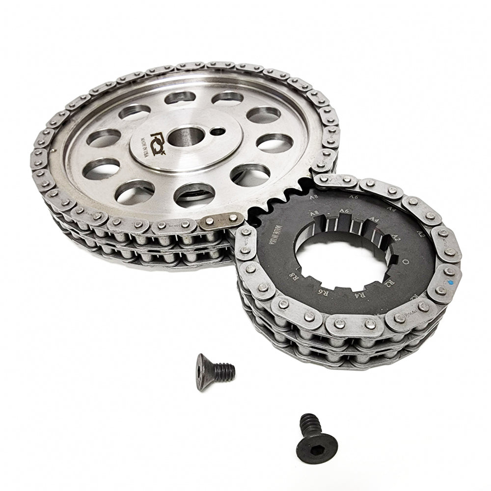 TIMING CHAIN SET PQX DBL ROLLER FORD FE 330/428 W/ THRUST BEARING 9 KEYWAY