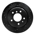 R1 91-95 BMW 540I Rear Left Drilled & Slotted Black Brake Rotor